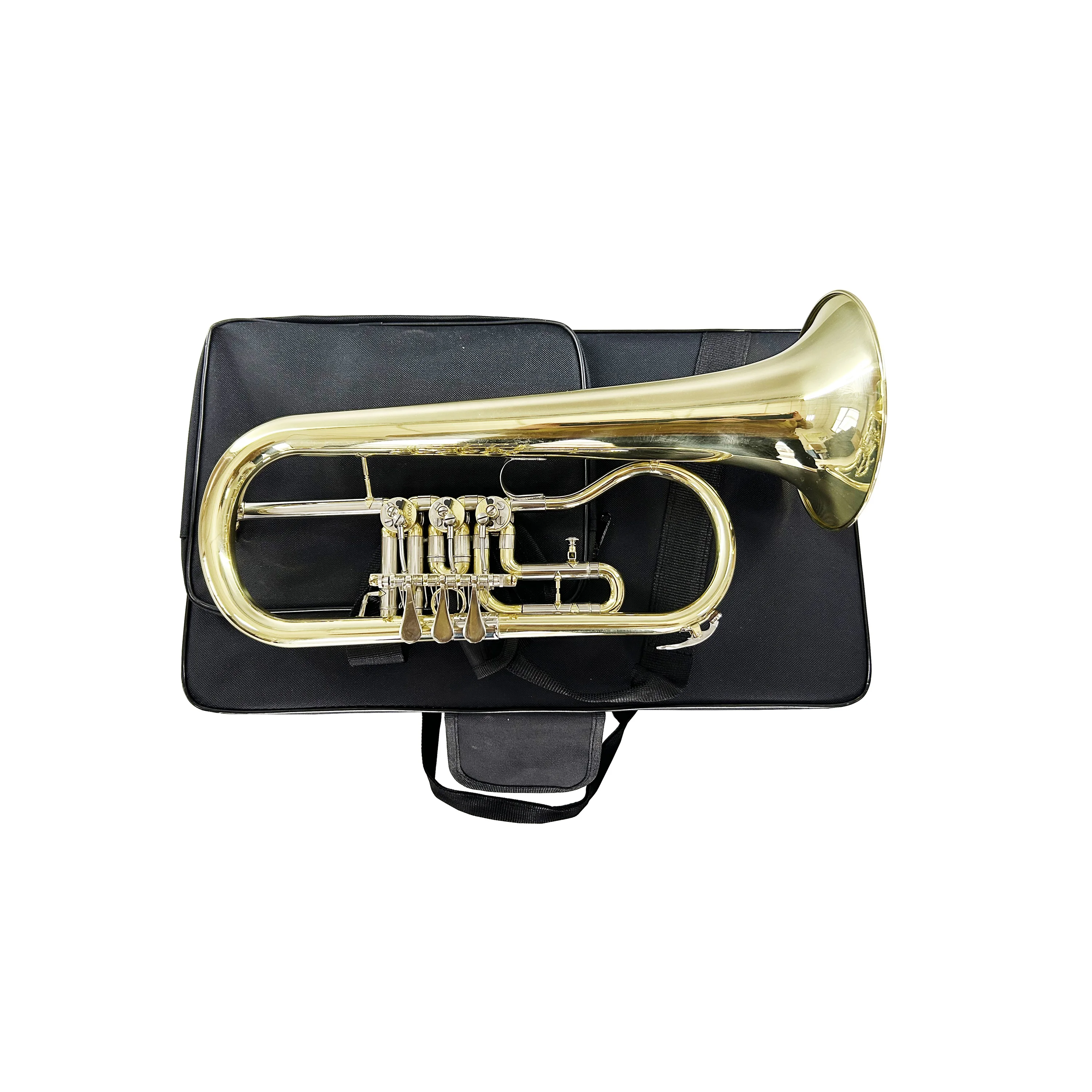SEASOUND Professional BB Tone Flugelhorn Rotary Piston Brass Trumpet Wind Instrument JYFG411 With Gold Surface