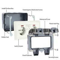 เต้ารับไฟฟ้ากันน้ำสำหรับภายนอกอาคาร GTRIC มาตรฐาน EU FR UK US ปลั๊กไฟ 250V 16A IP66 ป้องกันฝุ่นและสภาพอากาศ ปลั๊กคู่สำหรับภายนอกอาคาร 6