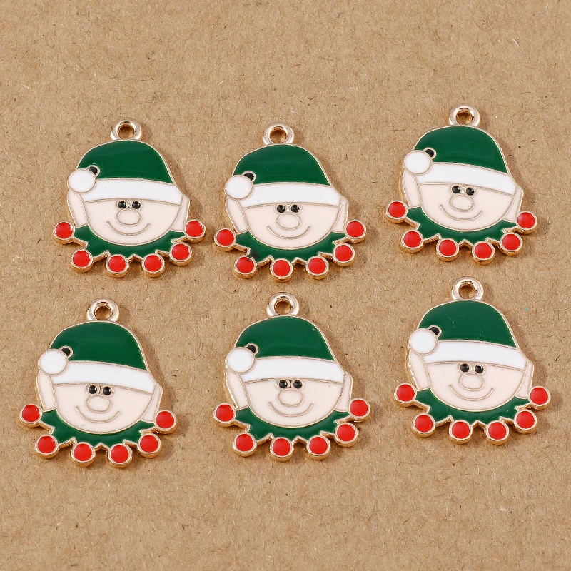 10 stücke Emaille Weihnachten Santa Claus Schneemann Charms Anhänger für Schmuck Herstellung Ohrringe Armband DIY Halskette Zubehör – Detail 16