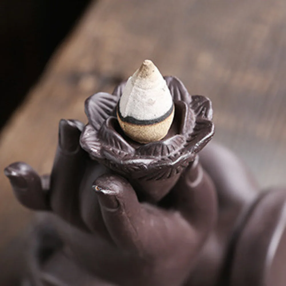 1pc, Lotus Waterfall Incense Holder Ceramic Handicrafts, Aromatherapy for Home Decor, Office, Yoga, Relaxation (Without Incense）