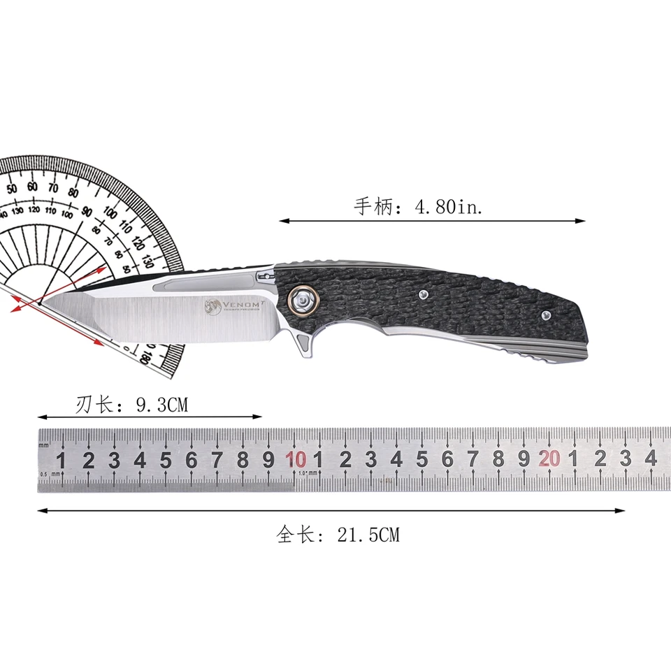 Kevin John New Venom T S30V Blade Titanium Alloy+Carbon Fiber