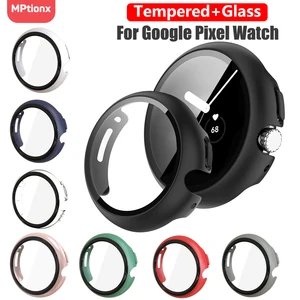 Закаленное стекло + чехол для Google Pixel Watch, защитный чехол для ПК, полноразмерный бампер, Защита экрана для Google Pixel Watch