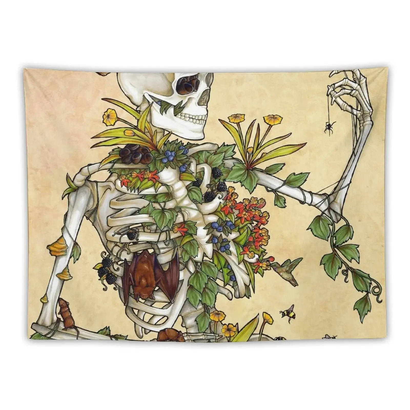 

Bones and Botany Tapestry Wall Decor Hanging Decoration Aesthetic Tapestry