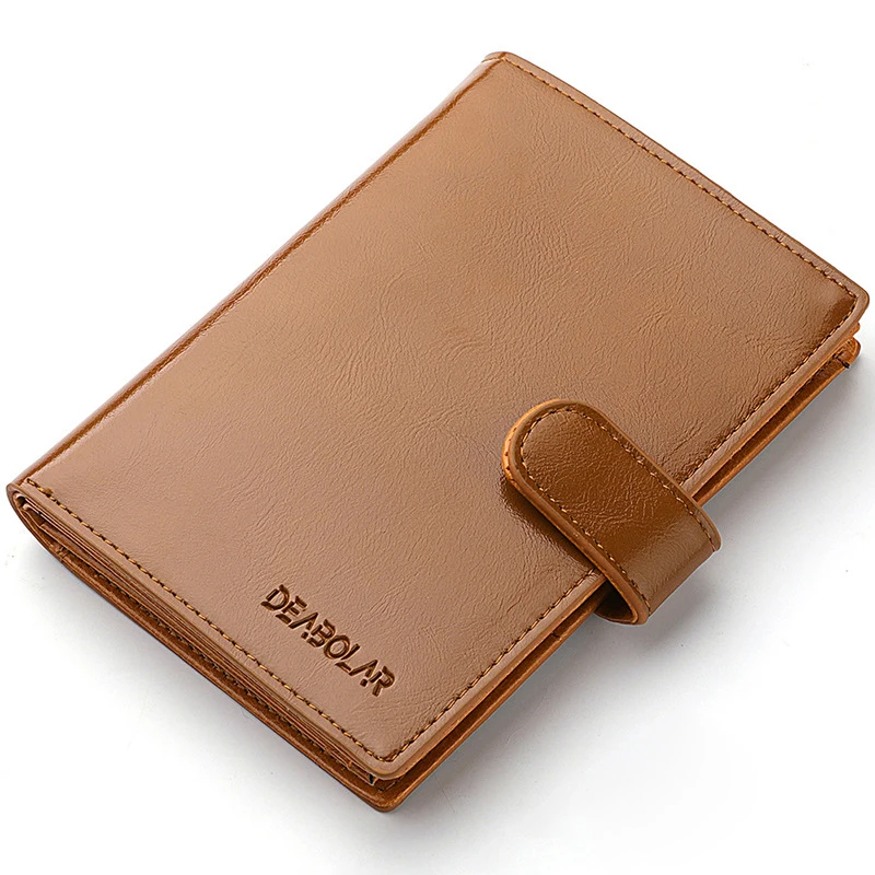 

Vintage Brand Leather Men Passport Wallet Hasp Zipper Coin Pocket Business Male Small Trifold Purse Card Holder Short Wallet NEW