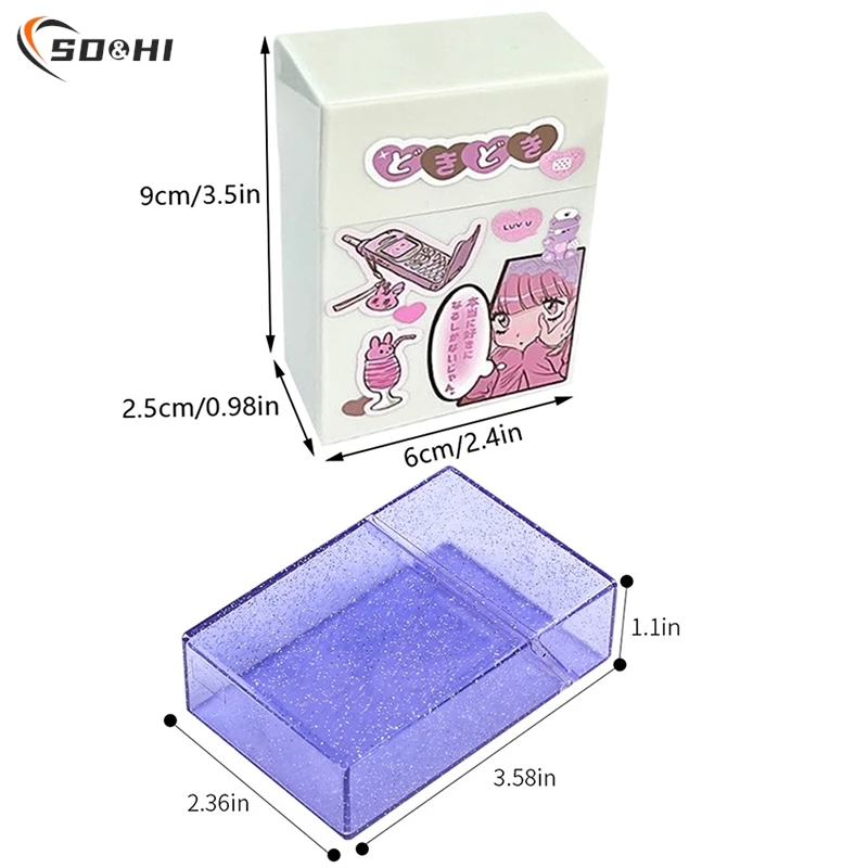 

1PC 3 Inch Transparent Storage Box Kawaii Stationery Photo Card Holder Box Case Container Idol Albumes Game Card Sleeves