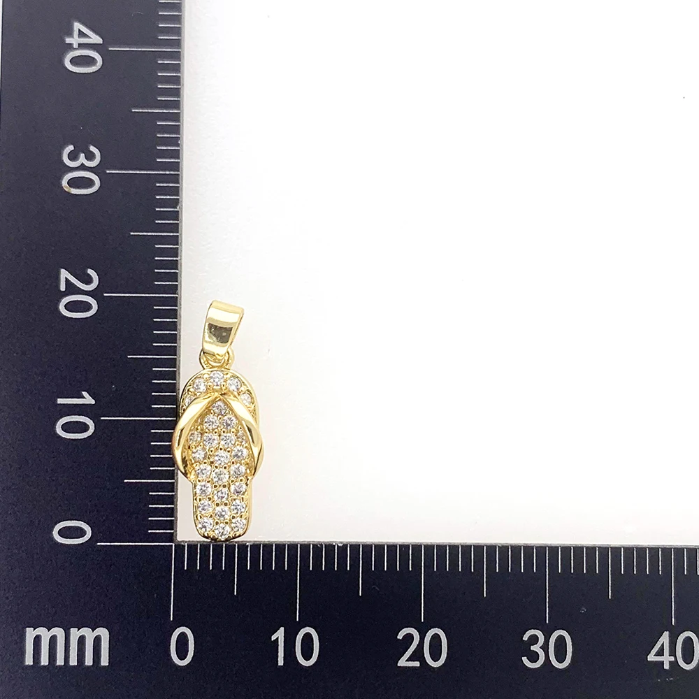Fashion Metal Flip Flops Slipper Shoe Pendant Zircon Cold Plated DIY Necklace Keychain Beach Jewelry Accessories For Women Girls 6