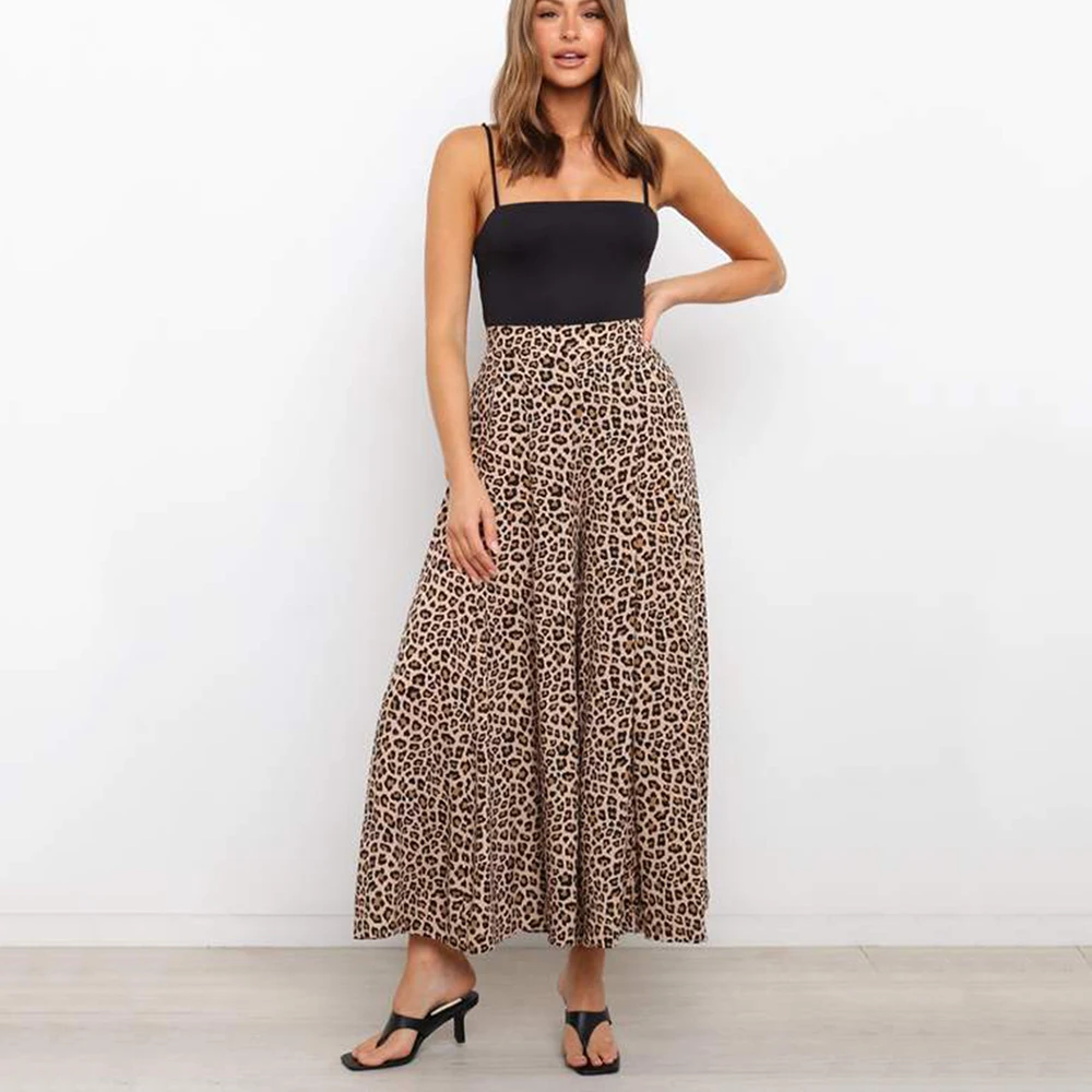 

High Waist Leopard Print Loose Wide Leggings Autumn Winter Women Fashion Woman Sexy Pants Skirt Streetwear