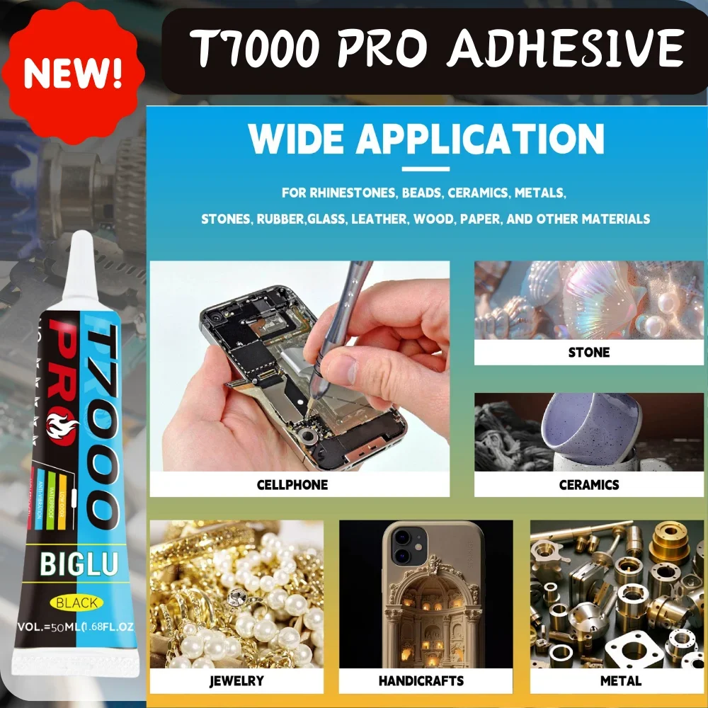 T7000 Black Contact Cellphone Tablet Repair Adhesive BIGLU Strong T7000 Pro Glue 15ML 50ML 110ML with Needle Outlet 3