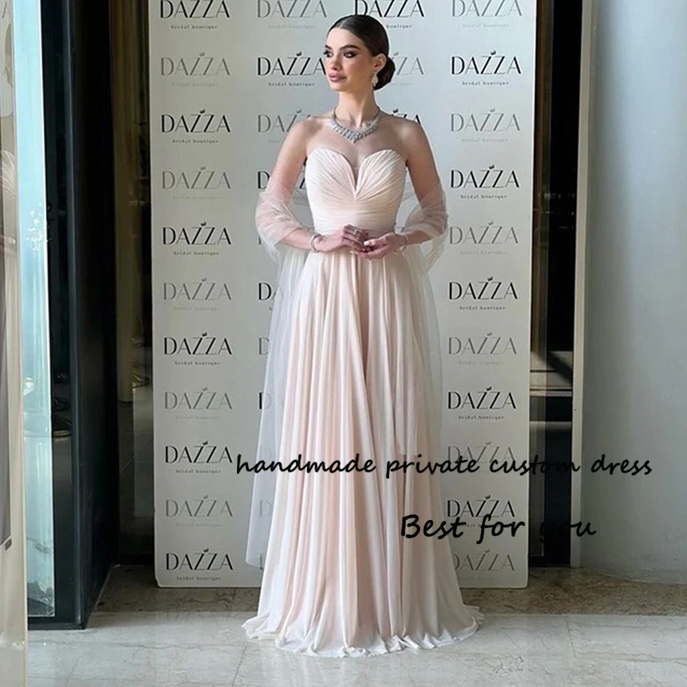 

Light Champagne Chiffon Evening Dresses with Cape Sweetheart Formal Dress Floor Length Arabian Dubai Prom Party Gown Backless