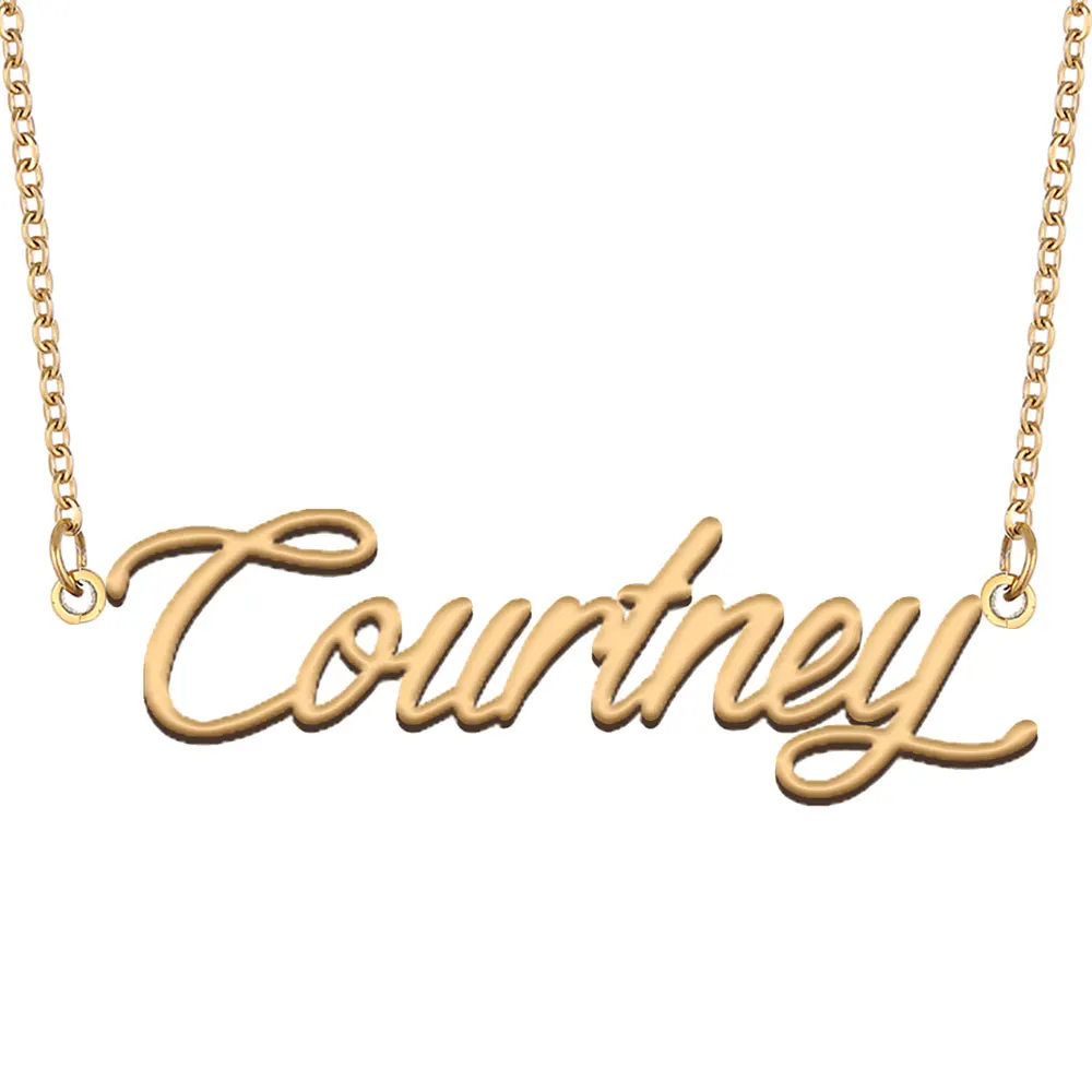 

Courtney Name Necklace for Women Stainless Steel Jewelry Gold Plated Nameplate Pendant Femme Mothers Friends Gift