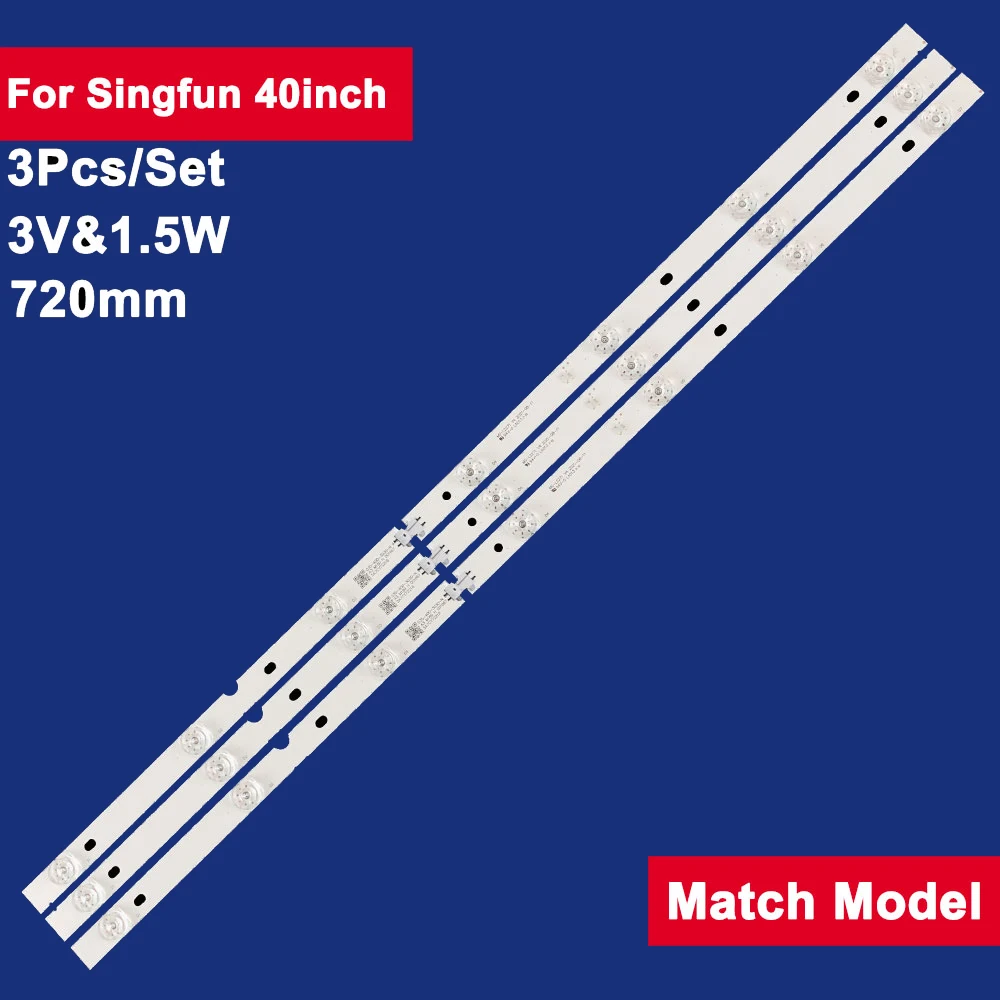 

3Pcs 720mm For Singfun 40inch LED Backlight TV Strip 7Leds 3V&1.5W MS-L2271 40B570P 40B670P 40B680 40C4 40DF5