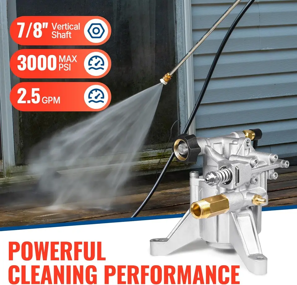 Himore 2800 PSI Pressure Washer Pump – Vertical Shaft, Fits Ryobi RY802900 (Includes Unloader Valve, 1-Year Warranty)