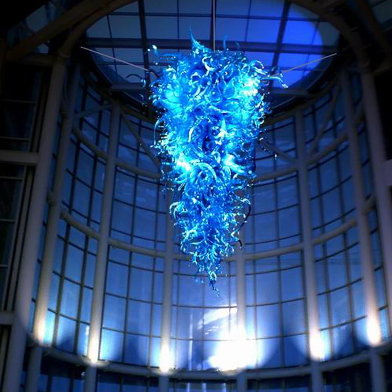 Tubos de Vidro Contemporânea Azul Artesanal Soprado Lustre Iluminação Luxo Grande Decoração Lâmpada Cúpula 2 Computers & Electronics