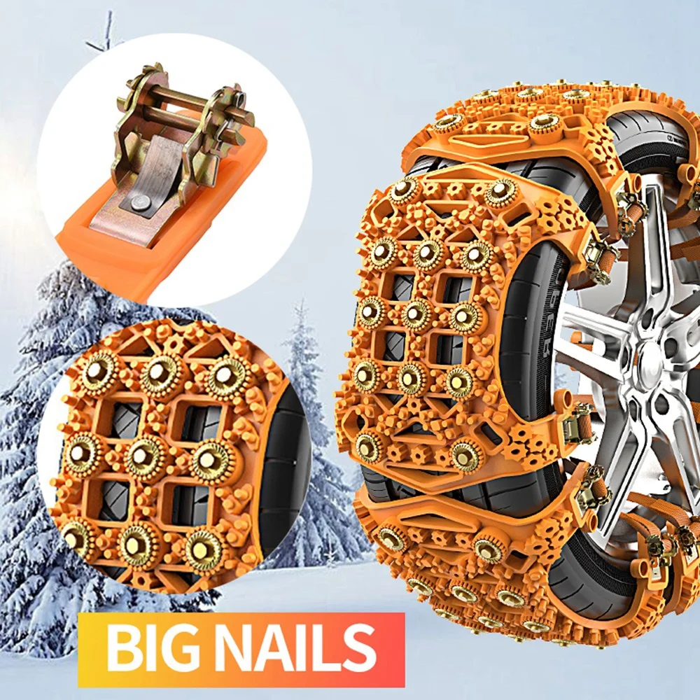 Universal Tire Chain Fit Car Tyre Width in 165-255 mm, 8PCS Sand Mud Snow Chains Car Wheel Tyres, Chains Upgrade Spikes