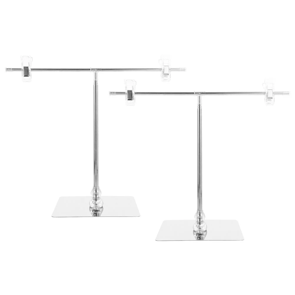 

2 Pcs Brackets Shaped Poster Display Stand Stainless Steel Advertising Sign Holder Iron Adjustable Banner Stands