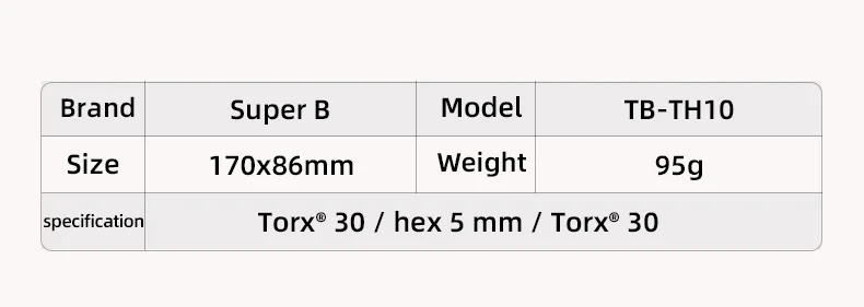 Super B Fahrradreparaturwerkzeug T-förmiger Schraubenschlüssel Kettenblatt-Mutternschlüssel Torx 30 Sechskant 5 mm / Torx 40 Sechskant 6 mm MTB Rennrad Kurbelgarniturschlüssel – Detail 4