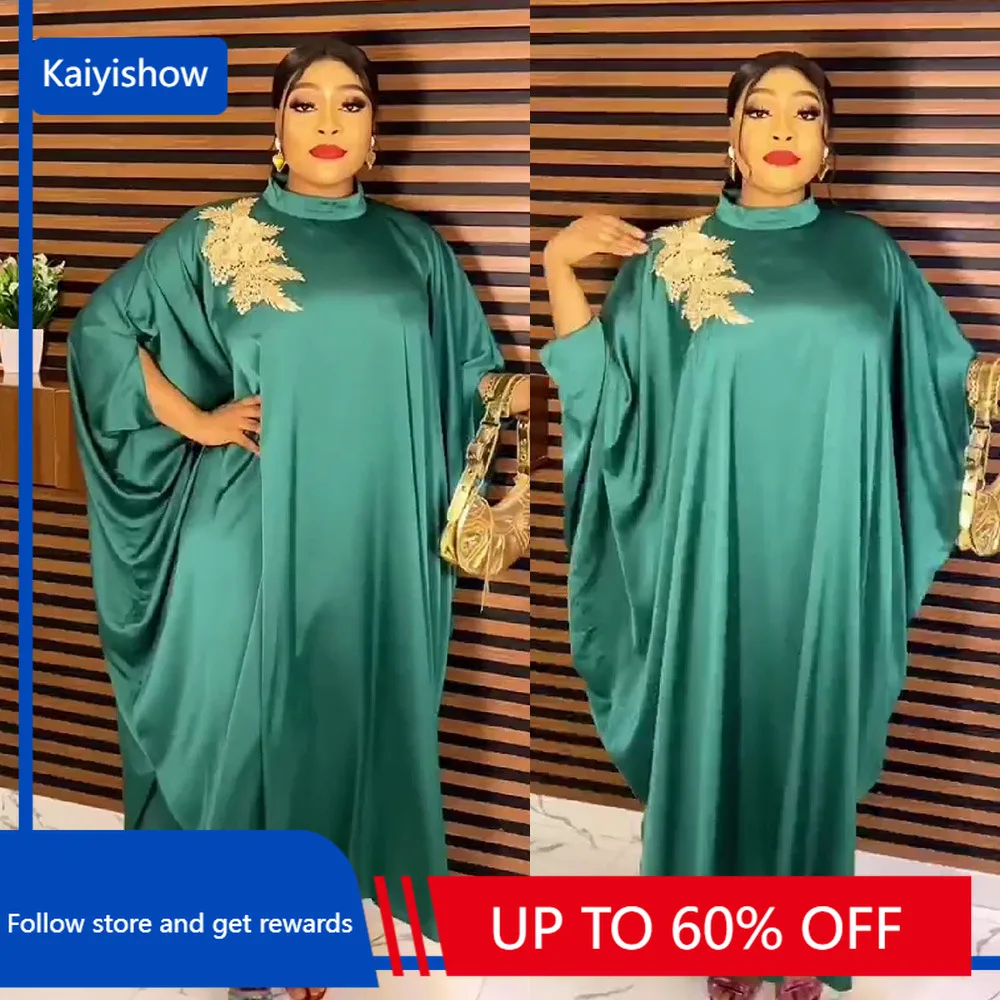 

Dashiki African Dresses for Women Spring Summer African O-neck Solid Color Plus Size Long Dress Muslim Abaya Ankara Dresses