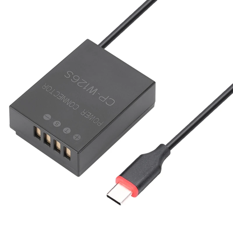 For X-T200 X-A2 X-A3 X-A5 X-A7 X-100F Camera NP-W126S Dummy Battery Replacement with Type-C Spring Power Adapter Cable