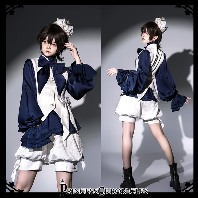PRE ORDER~Rabbit Hunter~Ouji Lolita Shirt Sapphire Blue Long