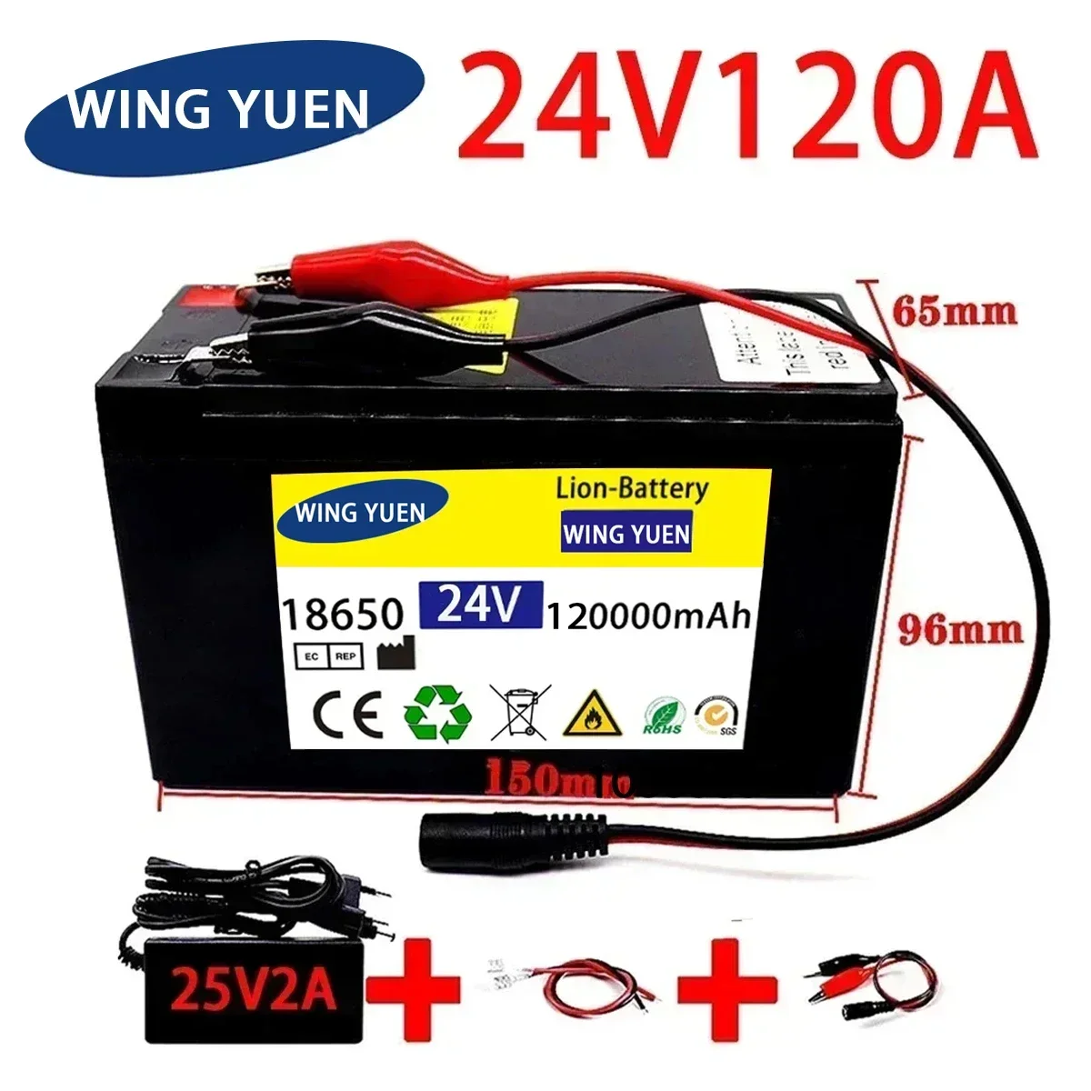 

24v 120A Li Ion 18650 Battery Electric Vehicle Lithium Battery Pack 21V- 25V 35Ah 120Ah Built-in BMS 30A High Current