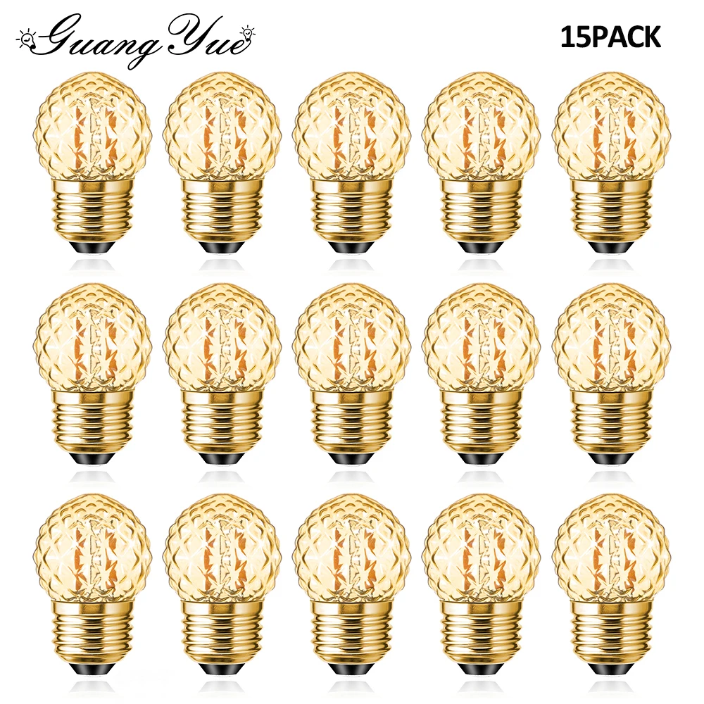 15pcs Retro Edison LED Filament Bulb Lamp E27 220V 110V G40 1W Crystal Decorative Pineapple Led Bulb for Street Garland Outdoor