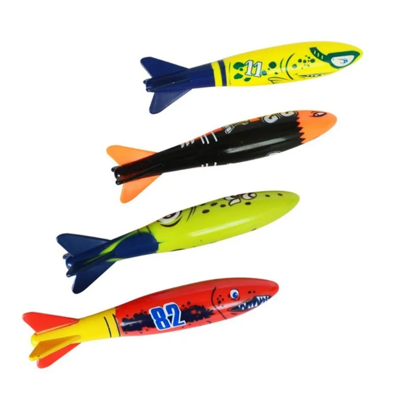 

4Pcs/Set Diving Torpedo Underwater Swimming Pool Playing Toy Outdoor Sport Training Tool For Baby Kids Swimming Toy Bath Toy