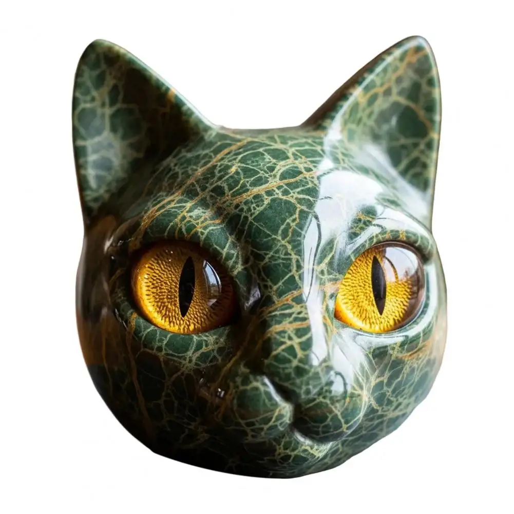 Black Cat Stone Figurine - Handcrafted Resin Min-i Cat Statue With