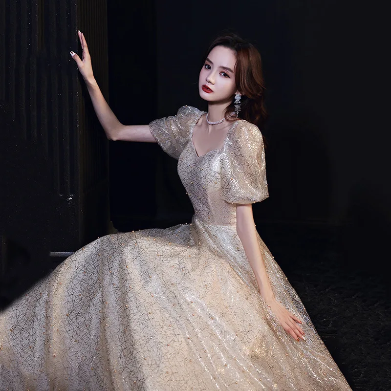 

Hong Hu Formal Evening Dress For Women 2022 New Korean Slim Fit Lady Brithday Party Ball Gown For Debut 18 Years Old Long Skir