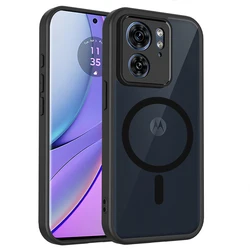 Magnetic Wireless Charging Matte Phone Case with TPU Frame and Plastic Back Cover - Motorola Edge 40 (Black)