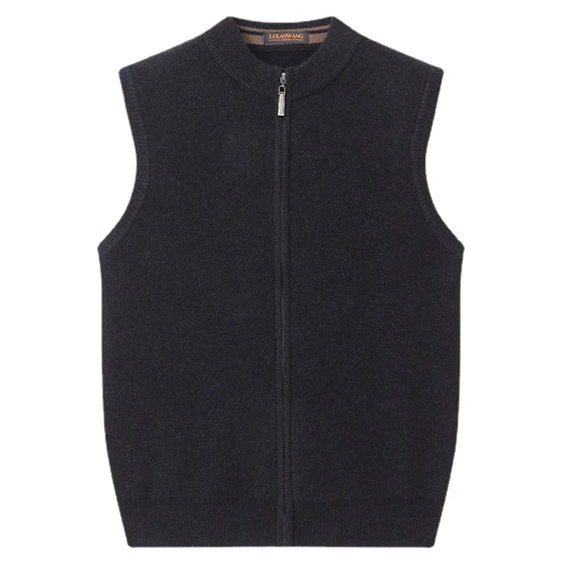

New Arrival Fashion 100% Pure Cashmere Sweater, Men's Zippered Cardigan Vest, Autumn Winter Casual Knitted Size XS-4XL