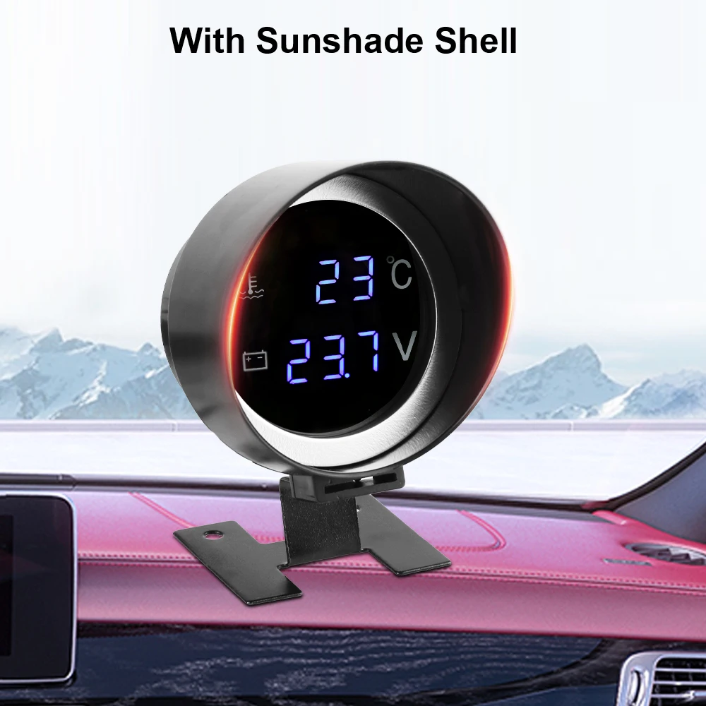 Voltage Meter Digital 9V-36V Car Instrumentation 10mm Sensor Universal LED Backlight Water Temp Meter Car Modification 2 In 1