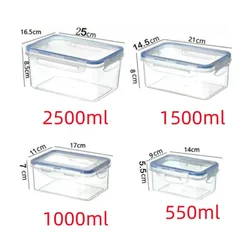 4 - Pack Transparent Food Storage Containers with Lids - Stackable Kitchen Pantry and Fridge Organization Bins - Four - piece set (WHITE)