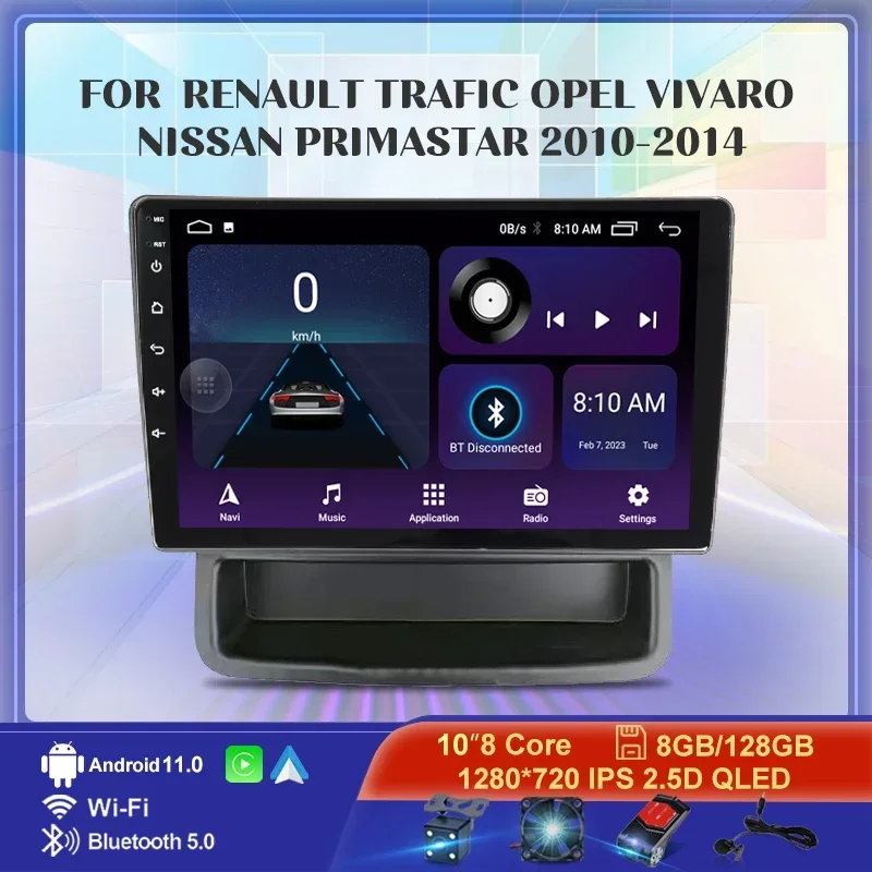 

Автомагнитола 2DIN на Android 12 для Renault Trafic, Nissan, Primastar, Opel, Vivaro 2010-2014, мультимедийный видеоплеер с GPS, 4G, Carplay, авто