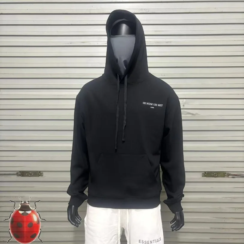 IH NOM UH NIT Lady Face Covering Pearl Mask Purple Flower Print Hoodie Sweatshirt Men Women Oversize Casual Sweatshirts Kanye