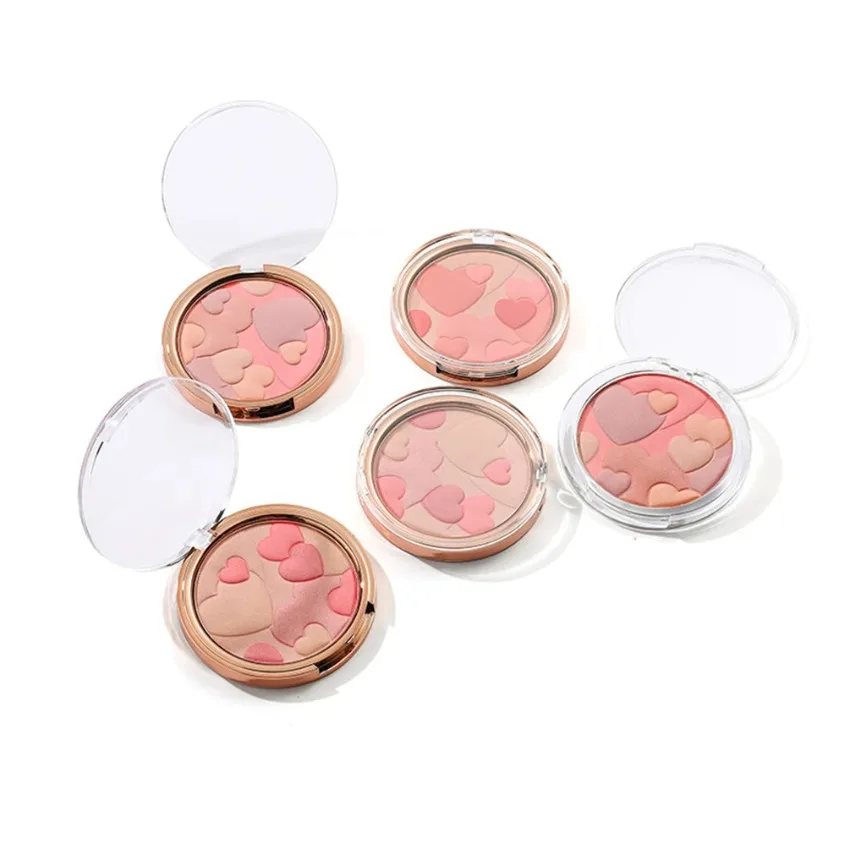 

Custom 5colors Mixed Colors Heart-shaped Blush Powder Long Lasting Natural Brighten Face Beauty Nude Makeup Bulk Private Label