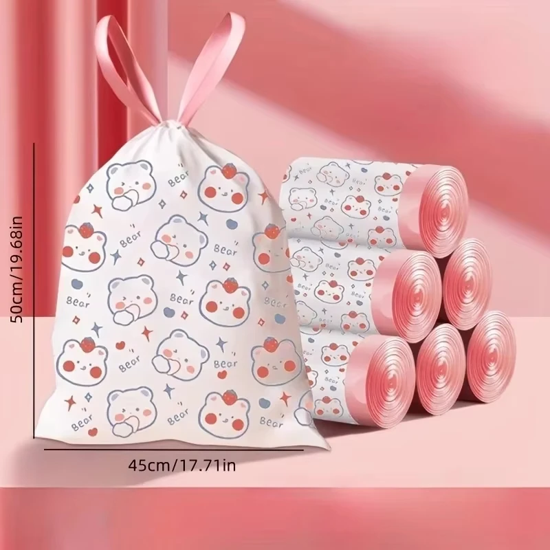 UNTIOR Cute Thick Tearproof Drawstring Garbage Bags Disposable Garbage Bags Self-Close Garbage Bags Household Drawstring
