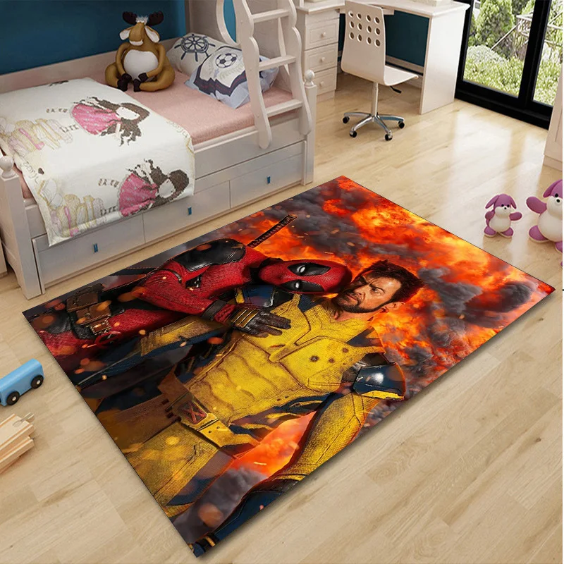 Description Picture 4 of itemIconic Brand Movie Deadpool & Wolverine Living Room Plush Carpet Lounge Rug Deadpool Bedroom Bedside Rug Wolverine Floor Mat Decor