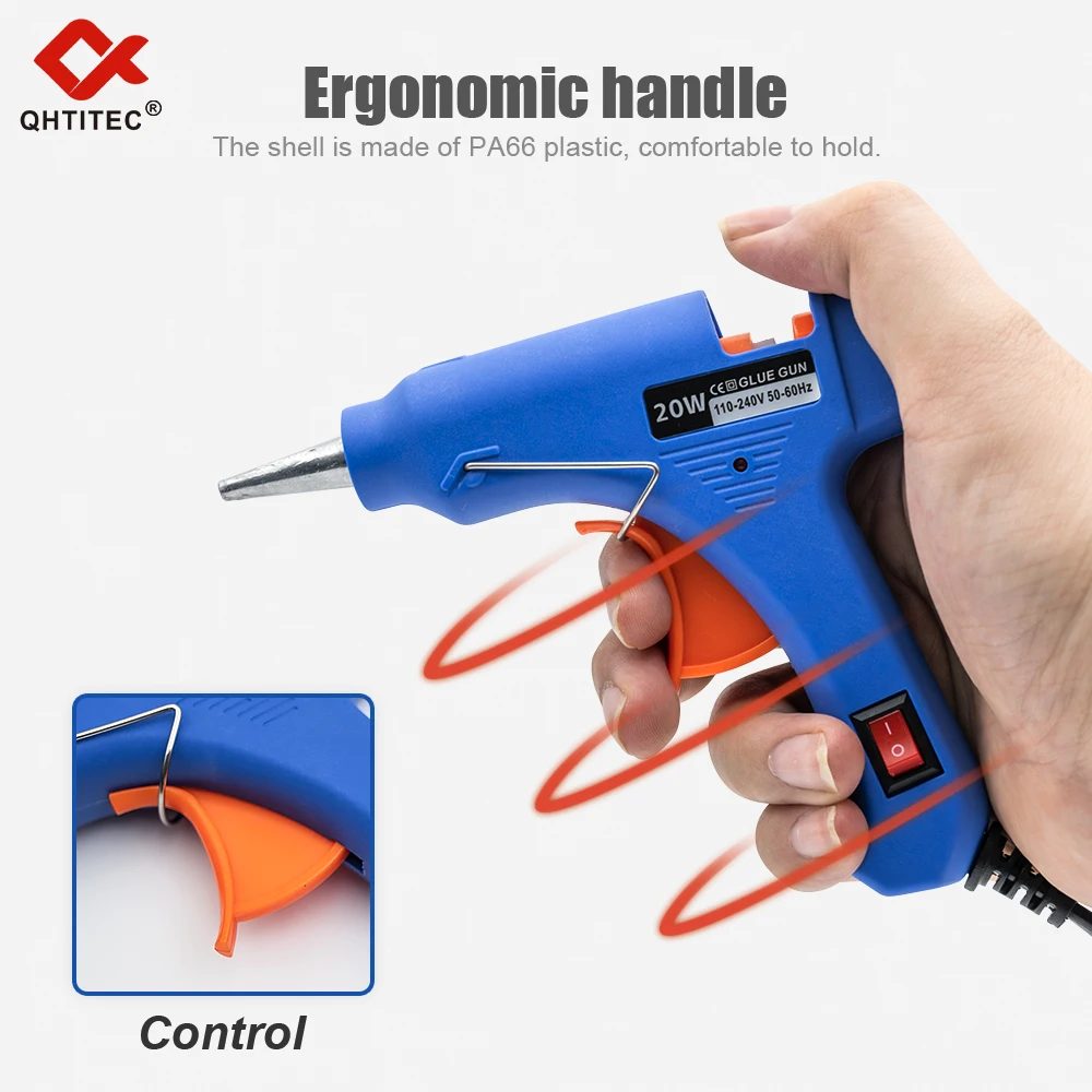 20W Hot Melt Glue Gun With 7MM Transparent Glue Stick Mini Gun Home Electric Heat Temperature Gun Repair Tools Special Stick Set 5