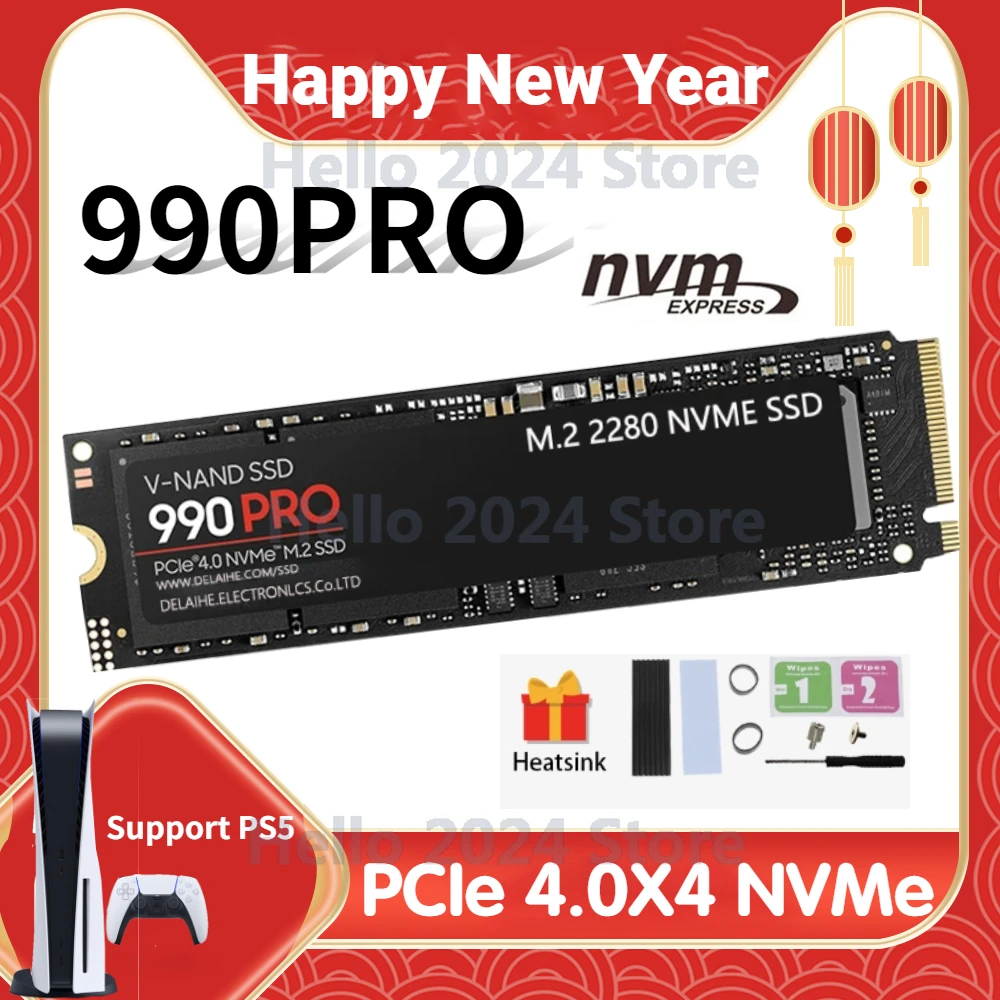 

Original New 990 Pro SSD 4TB 2TB NVMe PCIe 4.0 Up 7450MB/s M.2 2280 Solid State Drives for PlayStation5 Laptop Gaming Computer