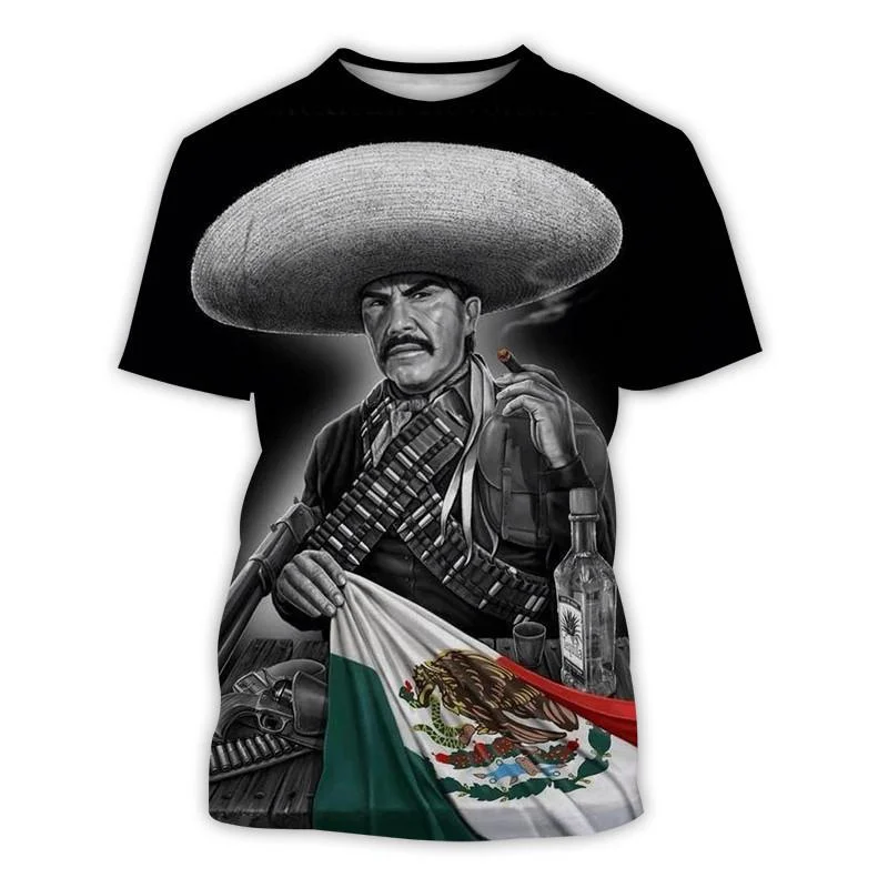 

Hot Sale Mexico Zapata 3D Printed T-Shirt Men Personality Short Sleeve Casual Round Neck T Shirt Sports Harajuku Cool Top Tees