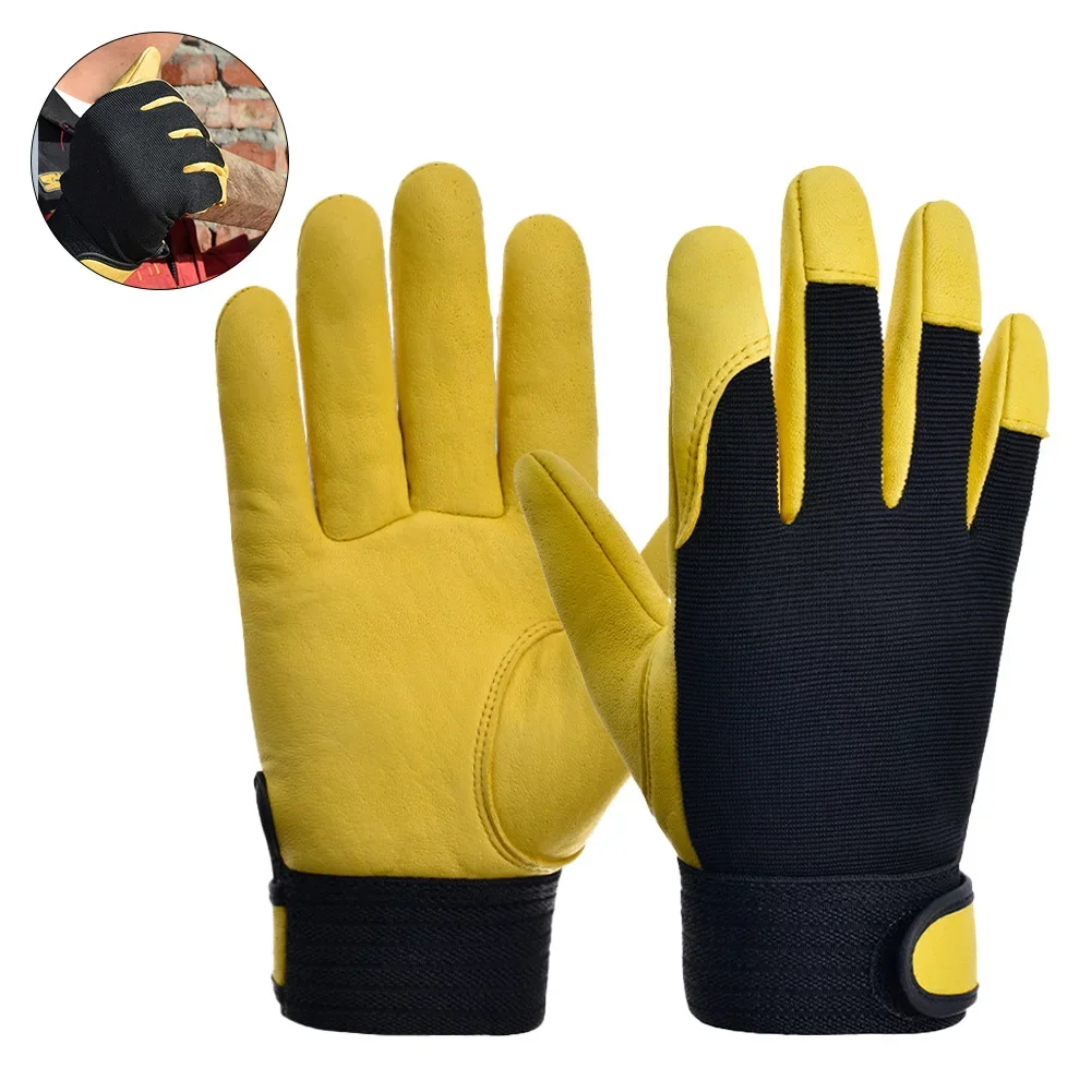 

Wear-Resistant Cowhide Leather Work Gloves Workers Work Welding Safety Protection For Garden Sports Motorcycle Driver Gloves