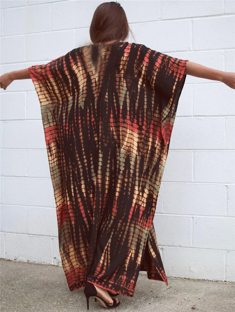 Fashion Casual Striped Print Long Dresses Women Bohemian V-neck Bat Sleeve Loose Slit Beach Dress Summer New Beachwear Vestidos 91 Fashion Casual Striped Print Long Dresses Women Bohemian V-neck Bat Sleeve Loose Slit Beach Dress Summer New Beachwear Vestidos