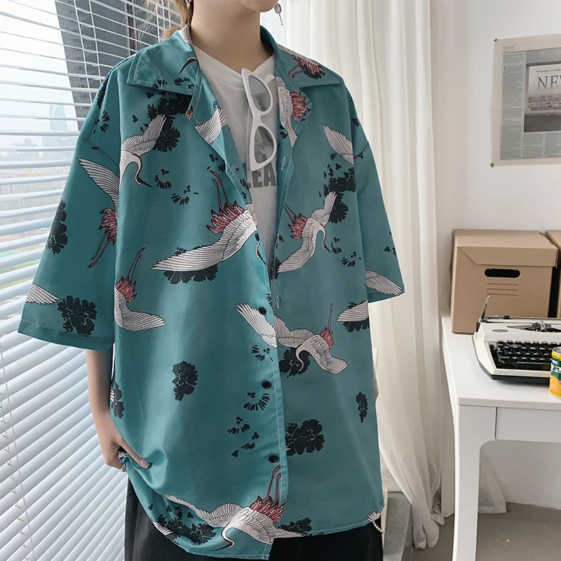 

Vintage Aesthetic Summer Blouse Shirt for Men Women Loose Japanese Style Oversized Tops Cardigan Dropship Beach Hawaiian Clothes