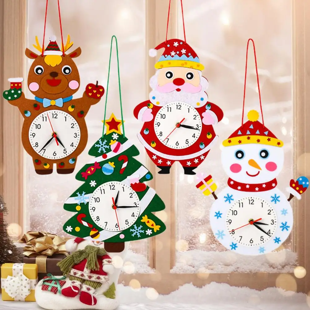

Christmas DIY Clock Adhesive Clear Die Rich Time Cognition Logical Thinking Training Snowmen Handwork Christmas DIY Decoration
