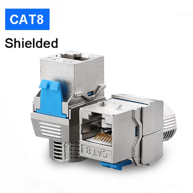ZOERAX 2PCS Cat8 Cat7 Cat6a RJ45 Keystone Jack | 180 Degree UTP Toolless Termination Female Jack | Network Ethernet Adapter