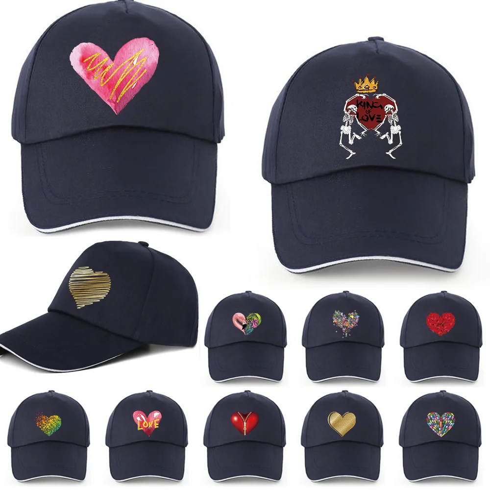 

Unisex Hat Plain Curved Sun Visor Hat Outdoor Dustproof Baseball Cap Love Pattern Fashion Adjustable Leisure Caps Men Women 2023