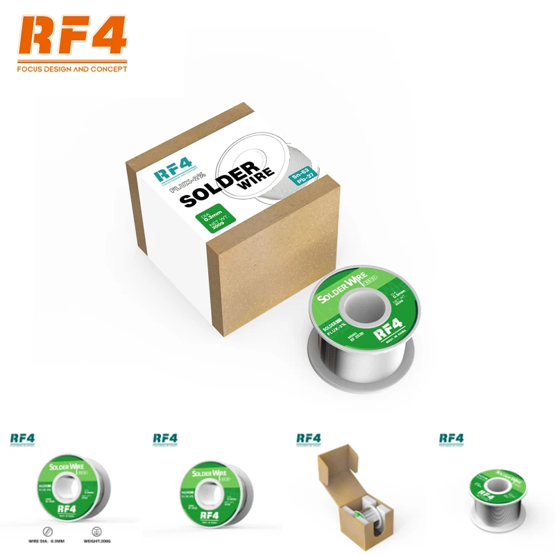 RF4 작은 잔류 물 200g 고순도 납땜 와이어 6337 주석 납 용접 와이어 전자 납땜 0.8 0.6 납땜 제거 와이어