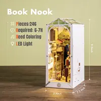 Robotime Wooden Book Nook Dollhouse Kit Puzzle House Model Building Kits with LED Lights Sakura Densya Sunshine Town Gardenhouse 2