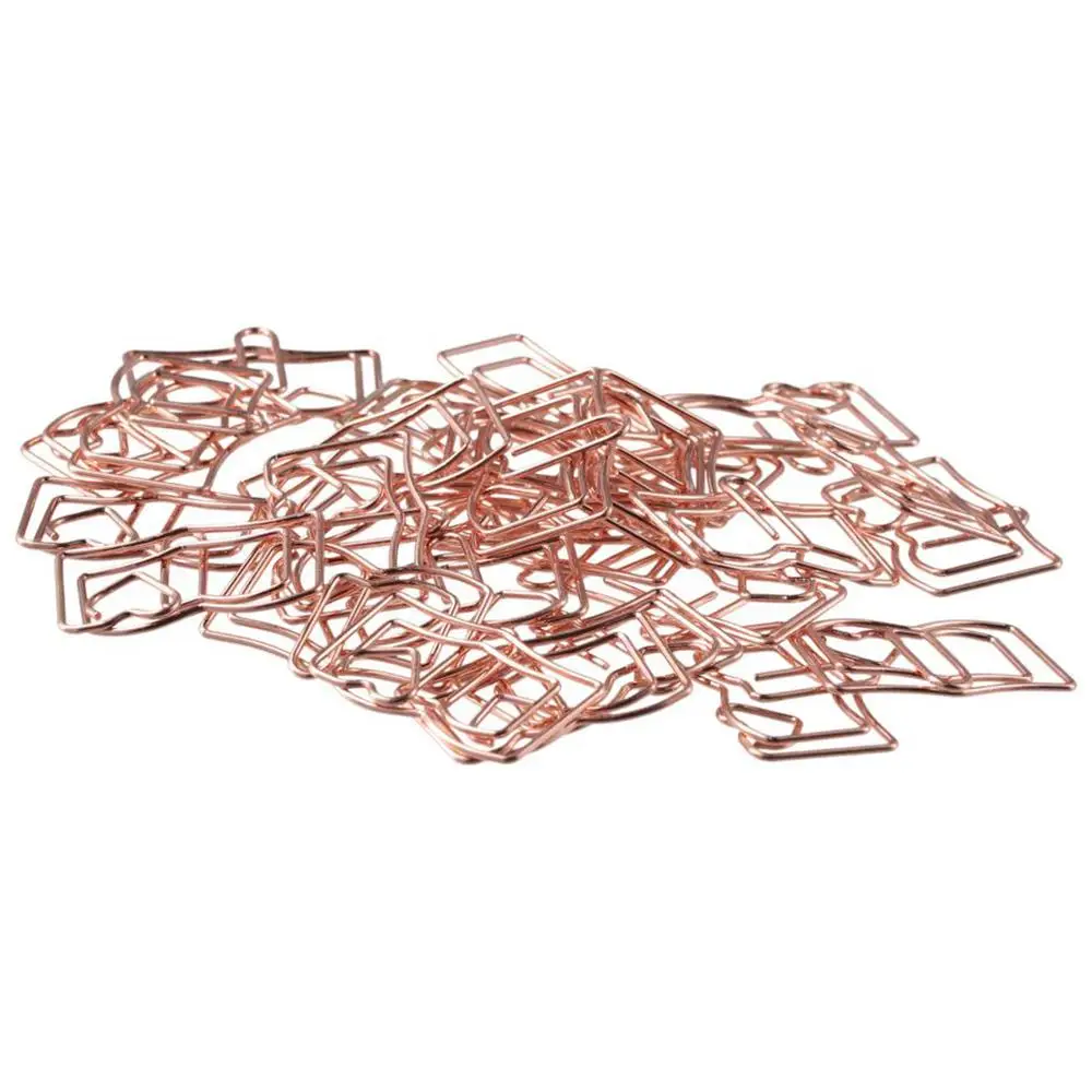 10/12/20/50pcs/set Rose Gold Airplane Metal Paper Clips Escolar Bookmarks Memo Clip Binder Clip Stationery Book Note Decoration