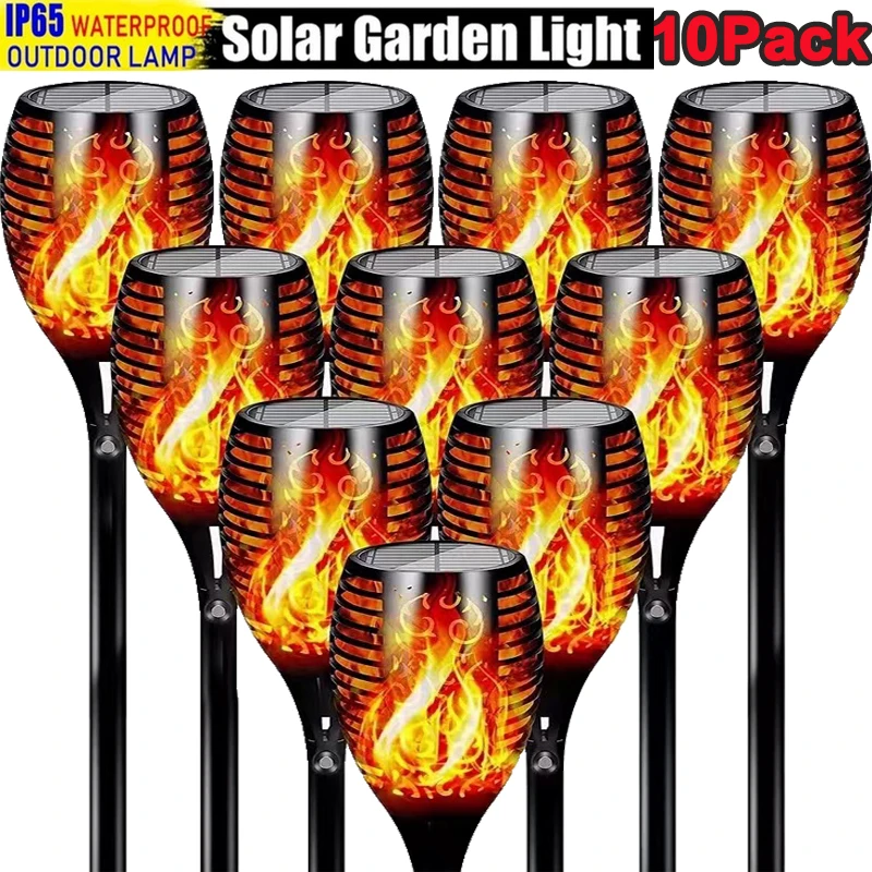 Solar Flickering Flame Torch Lights - Waterproof Garden & Outdoor Decor Lamps